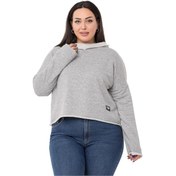 Resim Büyük Beden Kapüşonlu Düşük Kollu Pis Dikişli Üç İplik Gri Melanj Sweatshirt-gri Melanj Gri Melanj 