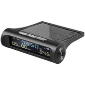 Resim Lcd Ekranlı Güneş Enerjili Dijital Araba Saati - Kişisel Araç Dekorasyonu İçin Saat, Tarih Ve Sıcaklık 