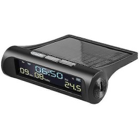 Resim Lcd Ekranlı Güneş Enerjili Dijital Araba Saati - Kişisel Araç Dekorasyonu İçin Saat, Tarih Ve Sıcaklık 
