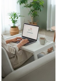 Resim Katlanabilir Yatak Üstü Keyif Sehpası Laptop & Kahvaltı Sehpası 56 36 Cm Beyaz 