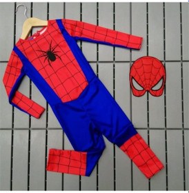 Resim Yeni Özel Erkek Çocuk Kırmızı Spiderman Örümcek Adam Kostümü Mavi 