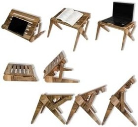 Resim HOLTECH Katlanır Ayaklı Laptop Sehpası Ayarlanabilir Ahşap CEVİZ 