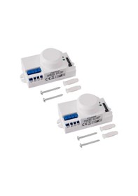 Resim 2x 220v 360 Derece Mikrodalga Sensörü Işık Anahtarı İndüksiyon Mikrodalga Hareket Sensörü Anahtarı Titreşim Sensörü 