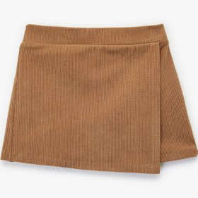 Resim Kız Bebek Beli Lastikli Kruvaze Kadife Basic Kadife Şort Etek 