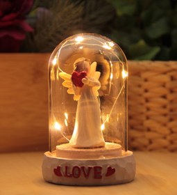 Resim HEDİYEBİZİZ Dekoratif Işıklı Melek Cam Fanus 