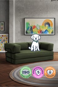 Resim Mobidu Shift 3’lü Aktivite Koltuk – Yatak Olabilen Modüler Kanepe – Fitilli Kadife - Koyu Yeşil 