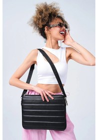 Resim Omuz Askılı Notebook Çanta Tablet Laptop Kılıfı 13"-14" Ve 15"-16" Deri Çizgili Siyah Renkli 