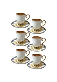 Resim 6 Kişilik Gold Ayaklı Geometrik Türk Kahvesi Fincanı Diğer 