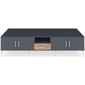 Resim Kronos Tv Ünitesi 3 Raflı Tek Çekmeceli 4 Kapaklı 220x59x51 Antrasit-antrasit/çam Antrasıt/atlas Çam - Antrasıt 