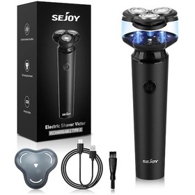 Resim Sejoy Elektrikli Tıraş Makinesi Erkekler Için Yıkanabilir 3d Döner Tıraş Black 1 Saat 
