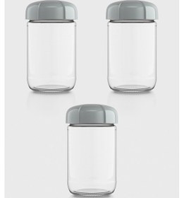 Resim Renga Rhea 660 Ml Gri Kapaklı 3'lü Cam Kavanoz Seti 131011 Gri 