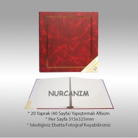 Resim NRCN 20 Yaprak [40 Sayfa] 31x32cm Ciltbezli Manyetik Yapışkanlı Fotoğraf Albümü Bordo 