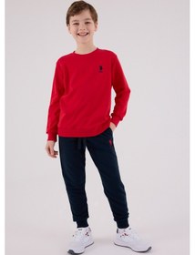 Resim U.S. Polo Assn. Lisanslı Erkek Çocuk Alt Üst 2 Parça Eşofman Takımı Us2208 Kırmızı 