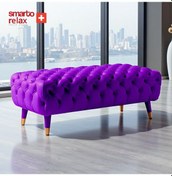 Resim Smarto Relax Puf Adelboden Ahşap Ayaklı Kapitoneli 110x45x40 Cm Mor Mor 