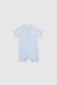 Resim UV Korumalı Bebek Tek Parça Alttan Çıtçıtlı Önü Fermuarlı Mayo Groovy Checker - 12-18 Ay / Groovy Checker 