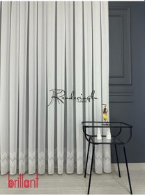 Resim Tül Pertül Perde Brillant Marka Örme Kumaş Yapısı İle Beta Desende Brillant Marka Bambu Zemin Albert Desen Ekru 