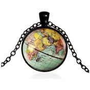 Resim Müstesna Jwl Dünya Haritası Kolye Unisex Retro Vintage Dünya Kolyesi Altın 