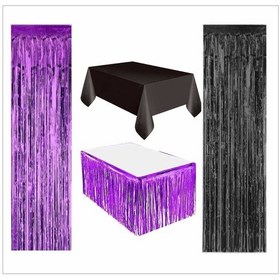Resim Siyah Masa Örtüsü, Mor Masa Eteği, 1 Adet Mor Arka Fon, 1 Adet Siyah Arka Fon 