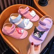 Resim Erkek ve Kız Çocuklar İçin Uygun Sevimli Kuromi & Hello Kitty Cinnamoroll Açık Mor Sandaletler - Kaymaz, Dayanıklı EVA Malzeme, Hafif ve Rahat Plaj Terlikleri, Yumuşak Tabanlı ve Hafif Tasarım 