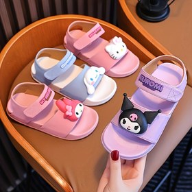 Resim Erkek ve Kız Çocuklar İçin Uygun Sevimli Kuromi & Hello Kitty Cinnamoroll Açık Mor Sandaletler - Kaymaz, Dayanıklı EVA Malzeme, Hafif ve Rahat Plaj Terlikleri, Yumuşak Tabanlı ve Hafif Tasarım 