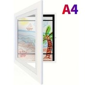 Resim Fochsia 1 Adet Manyetik Ön Açılan Klasik Siyah Ahşap Çocuk Sanat Çerçevesi Beyaz A4 21x29.7 Cm Ev Dekorasyonu 