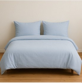 Resim Çift Kişilik Düz Renk Mavi Nevresim + 2 Adet Yastık Kılıfı MAVI 