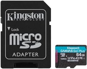 Resim Kingston 64GB Canvas Go Plus microSD Card | Up to 200MB/s | Class 10, UHS-I, U3, V30, A2 | SDCG4/64GB 