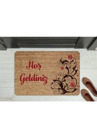 Resim Rengarenk Kare Desen Dekoratif Kapı Önü Paspası Mavi 