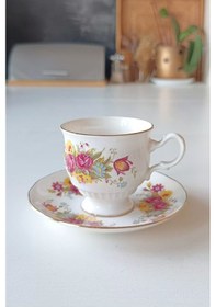 Resim Royal Kent Bone China Staffordshire İngiliz Vintage Kahve Fincanı Sarı 