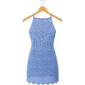 Resim Neden Tekstil Ajurlu Sırt Dekolteli Transparan Beachwear - Mini Plaj Elbisesi 