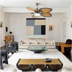 Resim GoodHome Colours Leafy 132CM Kahve 5 Kanat LED Tavan Vantilatörü 