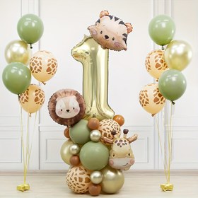 Resim 38 adet Hayvan Fil Balon Sayılı Balon Seti - Leopar Fil Balonları Avokado Kahverengi Balonlar Çocuklar için Safari Temalı Doğum Günü Parti Dekoru, Bebek Duşu, Cinsiyet Açıklaması, Yaz Parti Dekorasyonu, Bahar Dekorasyonu 