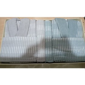 Resim Özdilek Striscia Gri Yeşil Aile Bornoz Seti Gri - Yeşil 