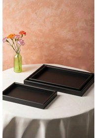 Resim 3 Lü Ahşap Tepsi Seti, Büyük Tepsi: 40 X 30 Cm, Orta Tepsi: 35x25 Cm, Küçük Tepsi: 30x20 Cm Siyah 