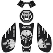 Resim Redline Grafik Bajaj Pulsar Rs 200 Siyah Karbon Punisher Edition Gidonlu Tank Pad Set 