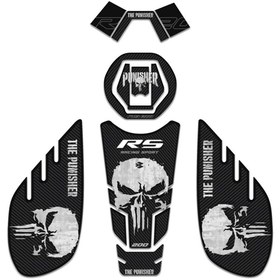 Resim Redline Grafik Bajaj Pulsar Rs 200 Siyah Karbon Punisher Edition Gidonlu Tank Pad Set 