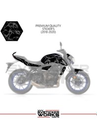 Resim Mt-07 2018-2020 Kaplama Sticker Şimşek Yıldırım Motor Kaplama Modeli Hazır Kit 2018-2020 Uyumlu Gri 