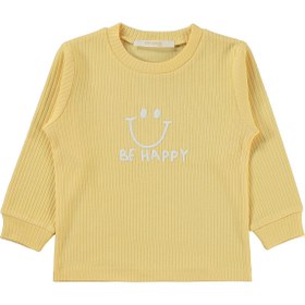 Resim Minidamla Gülen Yüz Baskılı 1-7 Yaş Pijama Takımı - Sarı - Sarı / 4-5 Yaş 