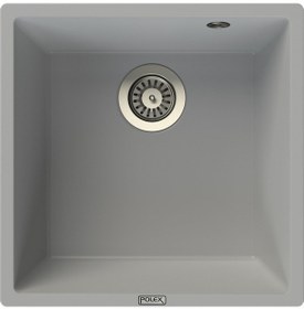 Resim Polex Cristalüx Granit Evye P-X40 Gri Tezgah Altı Ve Tezgah Üstü Kare Mutfak Evyesi 53.8x44 CM 