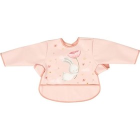 Resim Sevi Bebe Kollu Mama Önlüğü - Çiçekli Tavşan Pembe 