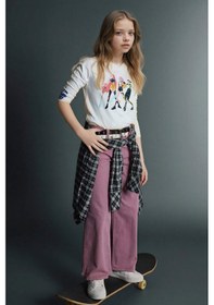 Resim Defacto Kız Çocuk 90s Wide Leg Gabardin Pantolon G6013a825aubr82 Bordo-br82 