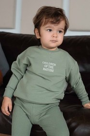Resim Little Gusto Bebek Sweatshirt Yeşil Organik Pamuk 