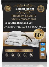 Resim Balkan Room Vakum Hurcu 3 Lü Ultra Diamond Set Vakumlu Hurç Şeffaf 