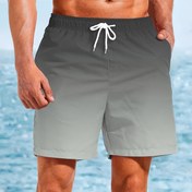 Resim Erkekler için Hızlı Kuruyan Plaj Şortu - Ayarlanabilir Bel İpi ile Koyu Gri, Yapışmaz Hızlı Kuruma Özellikli Yüzme, Sörf ve Havuz İçin - Hafif Su Sporları Ekipmanı, Baskılı Tasarım, Dayanıklı Mayo, Yetişkin Mayo 
