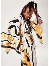 Resim Batik Desenli Kimono Ekru 