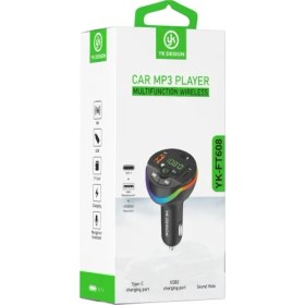 Resim GUNKES FT-608 Bluetooth Fm Transmitter | Usb/mp3/sd Kart & Pd Type-c Hızlı Şarj Özellikli Araç Adaptörü 