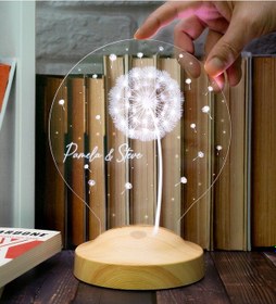 Resim Karahindiba Led Gece Lambası, Kişiye Özel Tasarımlı - İsimli Sevgiliye, Eşe, Arkadaşa Hediye 