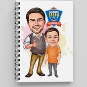 Resim Karizmatik Baba ve Oğlu Karikatürlü Defter 