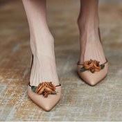 Resim Kadınlar için Sivri Burunlu Stiletto Topuk Pompalar - Sonbahar için Orta Yükseklikte Sentetik Kaplamalı Elbise Ayakkabıları, Rahat Kauçuk Tabanlı Düz Renkli Şık Resmi ve Profesyonel Ayakkabılar, Sofistike Tarz 