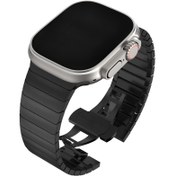 Resim Şık Paslanmaz Çelik Ayarlanabilir Bileklik iWatch Serisi 1-9 & SE için - Dayanıklı, Spor Yedek Bant Erkekler & Kadınlar için, 38mm'den 49mm'ye Uyar 